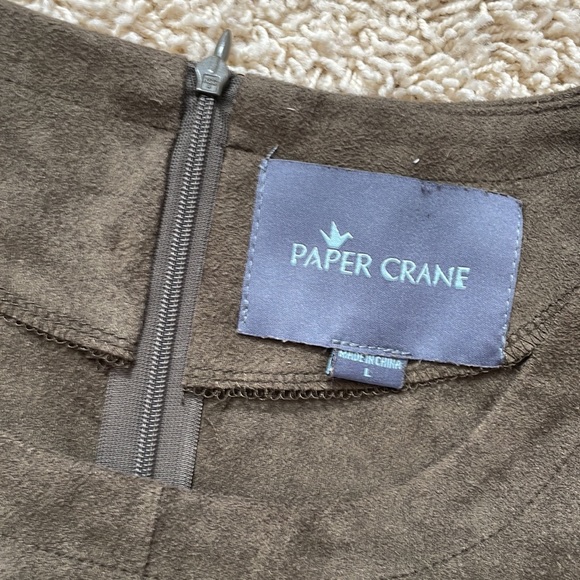 Paper Crane Suede Grey Green Dress Size Large - Picture 5 of 7